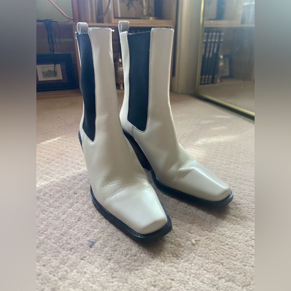 ASOS western heel white boots